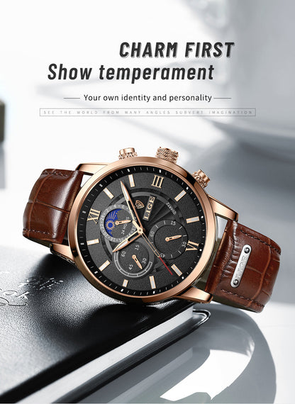 sengpan Men's Watches LIGE Top Brand Luxury Men Wrist Watch Leather Quartz Watch Sports Waterproof Male Clock Relogio Masculino+Box