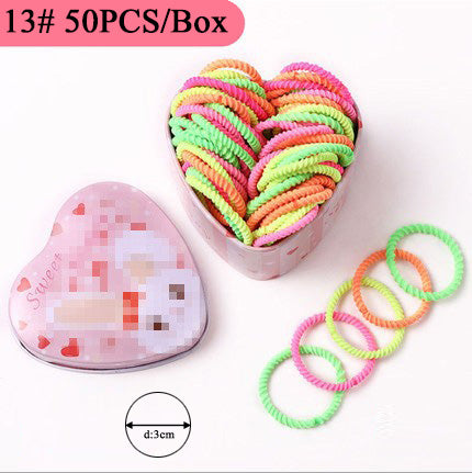 sengpan gifts for girls 50PCS/Box Mix 3CM Children's rubber band does not hurt hair girl hair ring female black baby Hairbead Hair tie girl  Korean cute