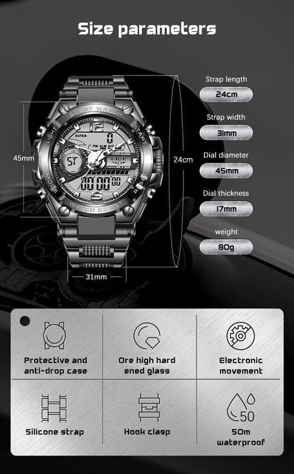 sengpan Men Military Watch Top Brand 50m Waterproof Wristwatch LED Alarm Clock Sport Watch Male relogios masculino Sport Watch Men