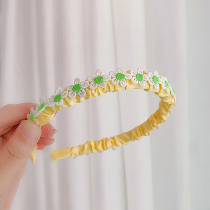 sengpan Boho Chic Daisy Girls Headbands Women Solid Embroidery Flower Hair Bands Kids Candy Chrysanthemum Headwear Hair Accessories