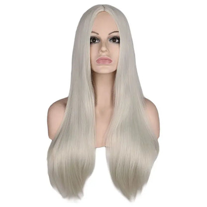 sengpan Women Synthetic 70 Cm Long Straight Cosplay Wig Party Sliver White 100% High Temperature Fiber Hair Wigs