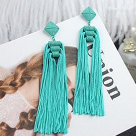 sengpan Long Tassel Earrings Fashion Jewelry Bohemia Statement Summer Dangle Aesthetic Earrings for Women Accessories Korean Style