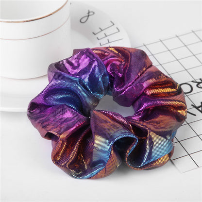 sengpan jewelry gifts for women hot sale new Fashion Wholesale New Fashion Women Colorful Elastic Bronzing Hair Rope Glitter Ponytail Holder Hair Ring Scrunchie Accessories