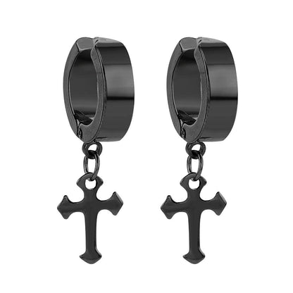 sengpan easter gifts for women  High Quality Cross Stainless Steel Painless Ear Clip Earrings for Men/Women Punk Black Earrings Hip Hop Rock Jewelry Gifts