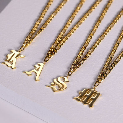 sengpan Goth Initial Letter Necklace For Women Stainless Steel Gold Plated Pendant Chain Choker Necklace Aesthetic emo Jewelry Gift 2023