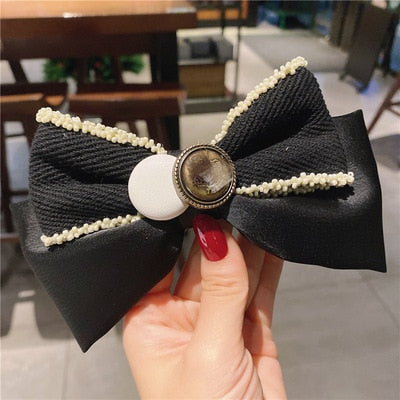 sengpan Camellia Barrette for Women Girl Flower Hair Clip Black White Hairpin Autumn Winter Hair Accessories Wholesale Drop Shipping