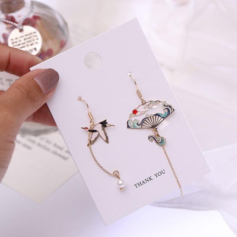 sengpan Christmas wishlist Korean New Sweet Geometric Drop Earrings For Women Cute Cat Rabbit Star Moon Asymmetrical Dangle Earrings Gift For Girls Jewelry