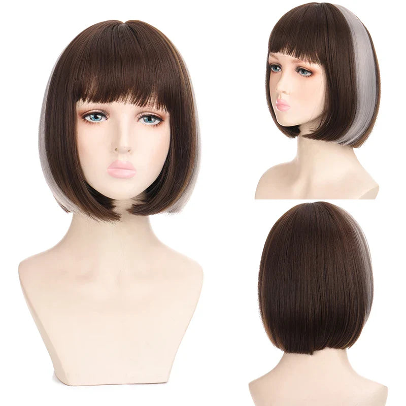 sengpan Women's Short wig Synthetic Short Straight BOb Wigs With Air Bangs Daily Wear Heat-Resistant Wig Cosplay Short Bob Wig