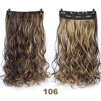 sengpan Synthetic Curly Hair 24 Inches 5 Clip-on Hair Extension Wig Wavy Hairstyle Natural Curly Hair Straight Hair Women