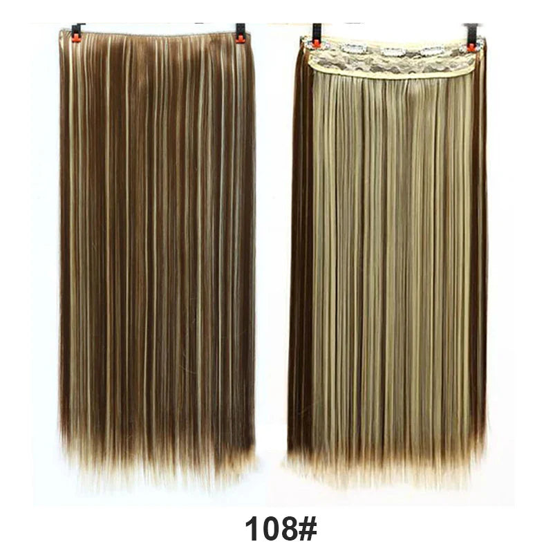 sengpan  24inche 5Clip Long Straight Hair Gradient Straight Hair Synthesis Hair Extension High Temperature Women Hair Extension