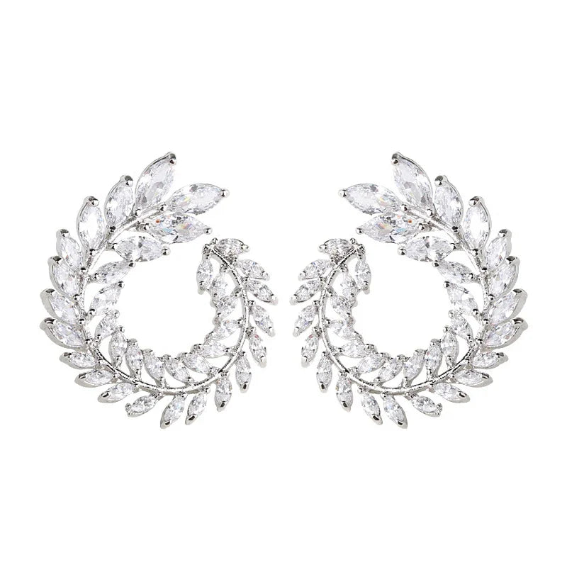 Lianfudai 10 Colors Rhinestone Statement Earrings 2024 Geometric  Big Round Stud Earrings For Women Crystal Luxury Wedding Gift