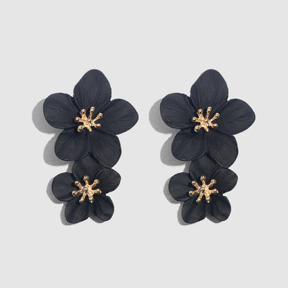 sengpan Double layer Flower Earrings for Women Wedding Party Boho Jewelry Statement Dangle Drop Big Earrings Boucle D'oreille Femme