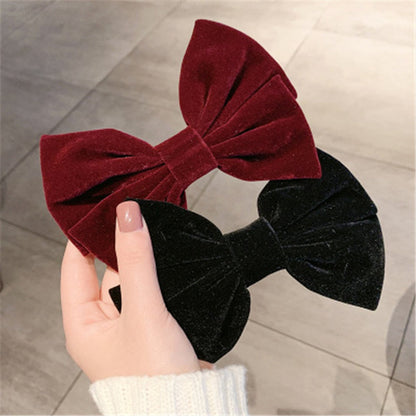 sengpan Women Girl Big Bow knot Tie Barrette Hair clips Hairpins Bands Velvet Fashion Korean Lady Head wear Accessories Wholesale Gifts