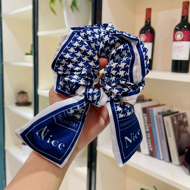 sengpan Big Plaid Bowknot Letter Scrunchies for Women Girl Elastic Hair Bands Ties Accessories Wholesale Korean Rubber Rope