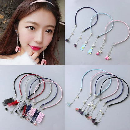 sengpan Tassel Earring Hair Hoop Novelty Women Girl Hairbands Sweet Hair Bezel Streamer Pandent Headband Fashion Hair Accessories