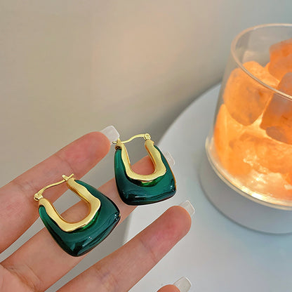 sengpan New Korean Statement Earrings for Women Green Acrylic Round Square Geometric Dangle Drop Earring Brincos Fashion