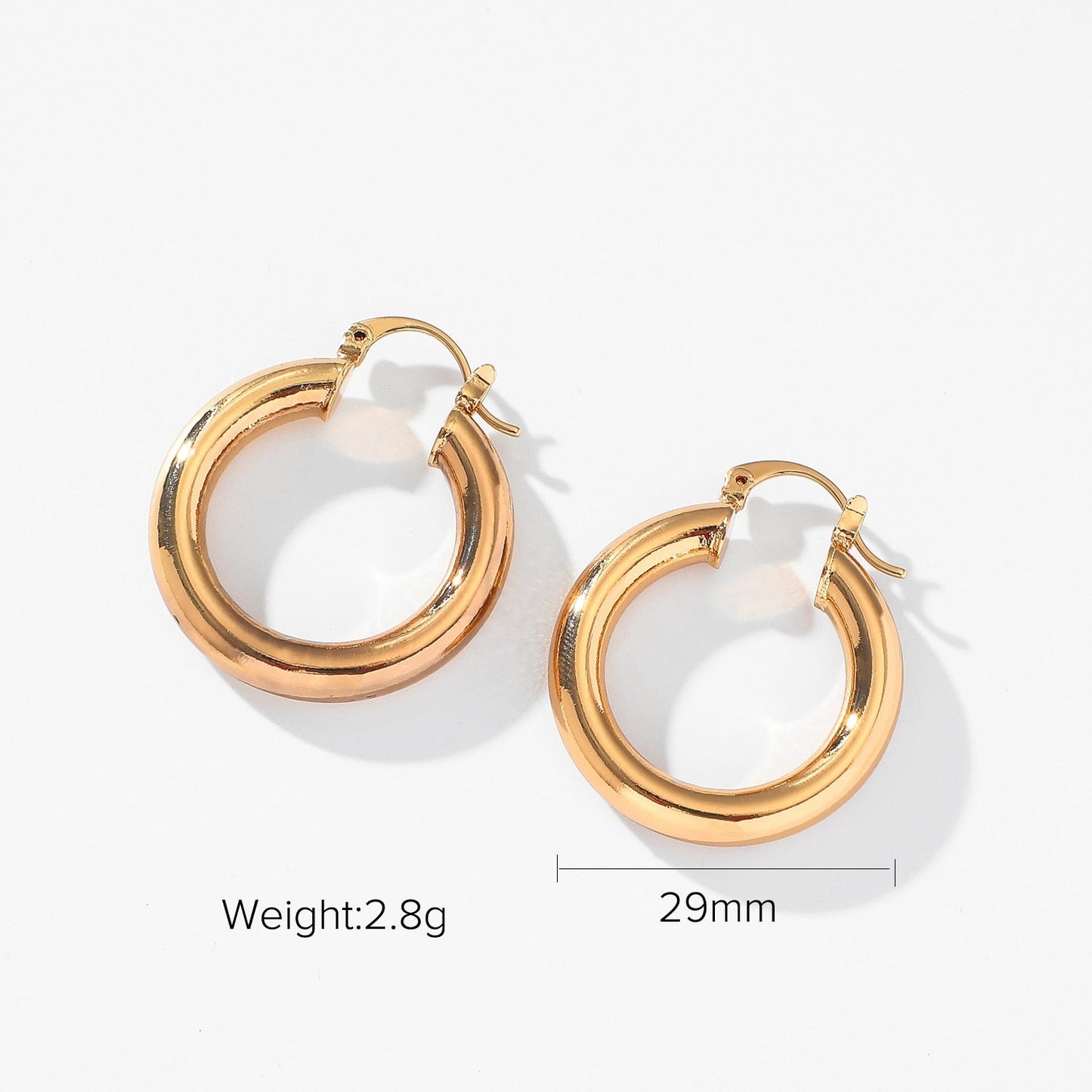 sengpan INS Gold Color Brass Hoop Huggies Earrings Small Large Circle Hoops CC Shape Statement Earrings Women Girls Unique Metal Jewelry