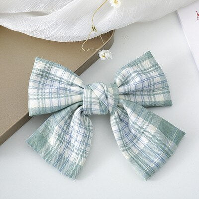 sengpan Women Girl Big Plaid Bow knot Tie Barrette Hair clips Hairpins Fashion Korean Lady Head wear Accessories Wholesale Gifts Party