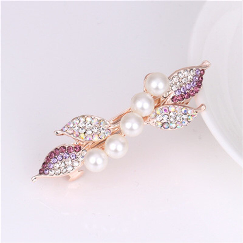 sengpan Barrette For Women Girl Rhinestone Crystal Pearl Big Hair Clip Hairpin Flower Floral Leaf Head Accessories Wholesale