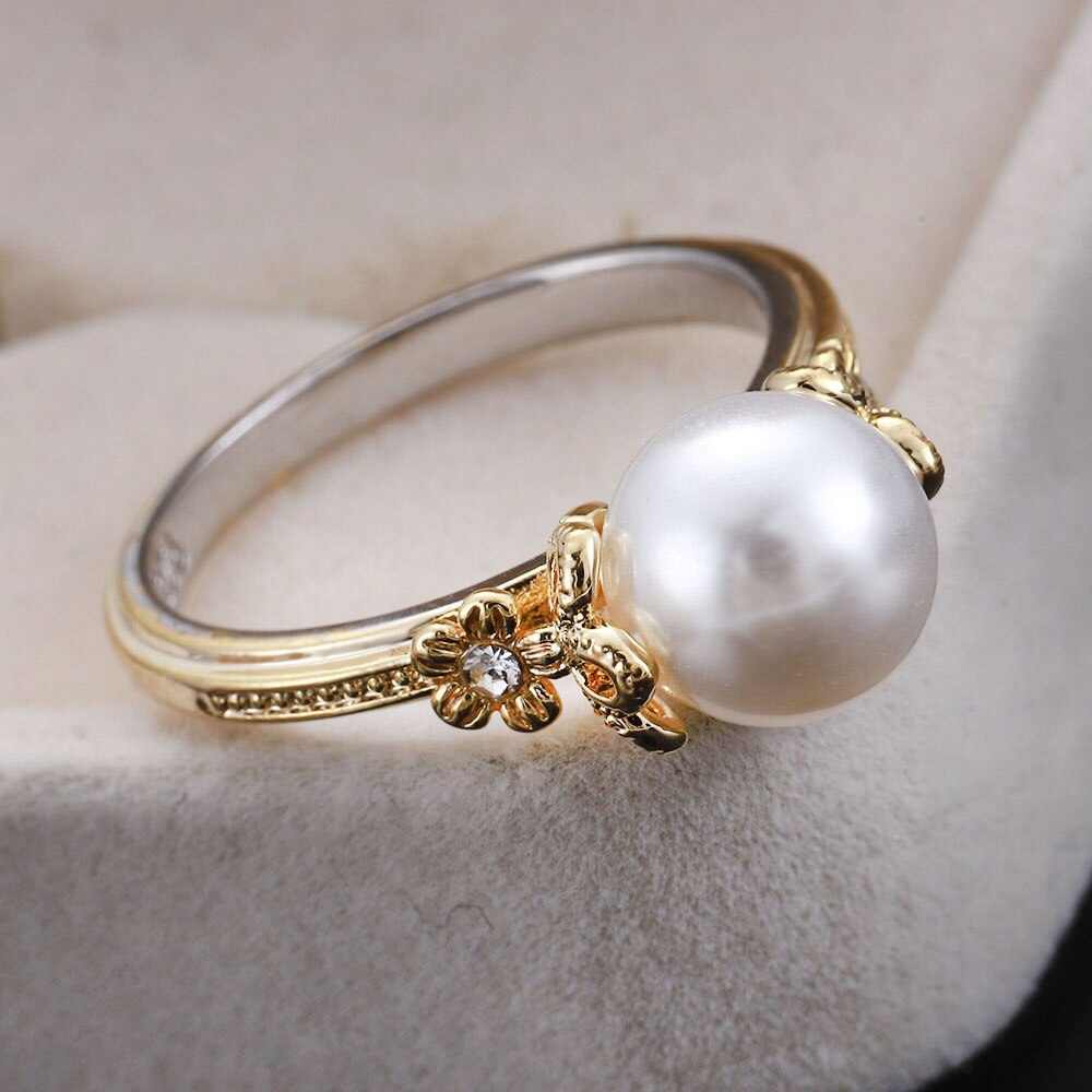 sengpan jewelry gifts for women hot sale New Big Imitation Pearl Ring Costume Jewelry for Women Statement Jewelry Elegant Anniversary Wedding Ring Bijoux Femme Anillos