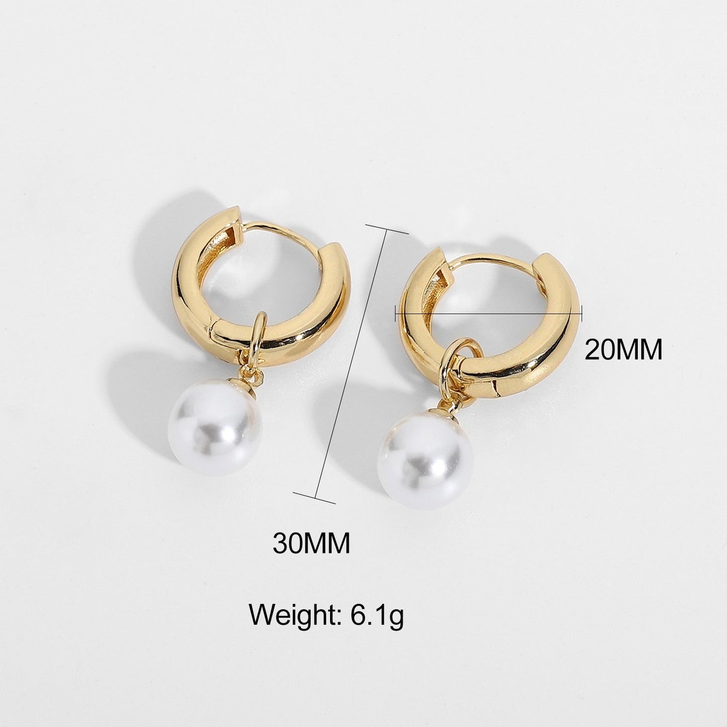 sengpan French Style Elegant Pearl Huggies Earrings For Women Girls High Quality Gold Plated Brass Hoop Earrings Party Jewelry