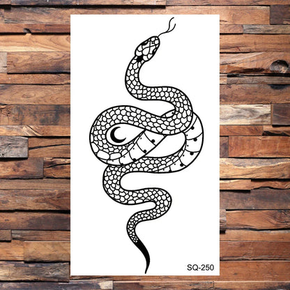 sengpan Black Star Snake Temporary Tattoos For Women Men Realistic Moon Serpent Waterproof Fake Tattoo Sticker Hand Neck Tatoos Small