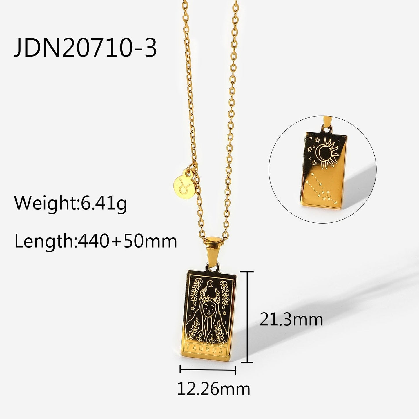 sengpan Women Jewelry 12 Constellations Necklace Stainless Steel Scorpio Leo Virgo Libra Aquarius Taurus Gold Square Pendant Necklaces