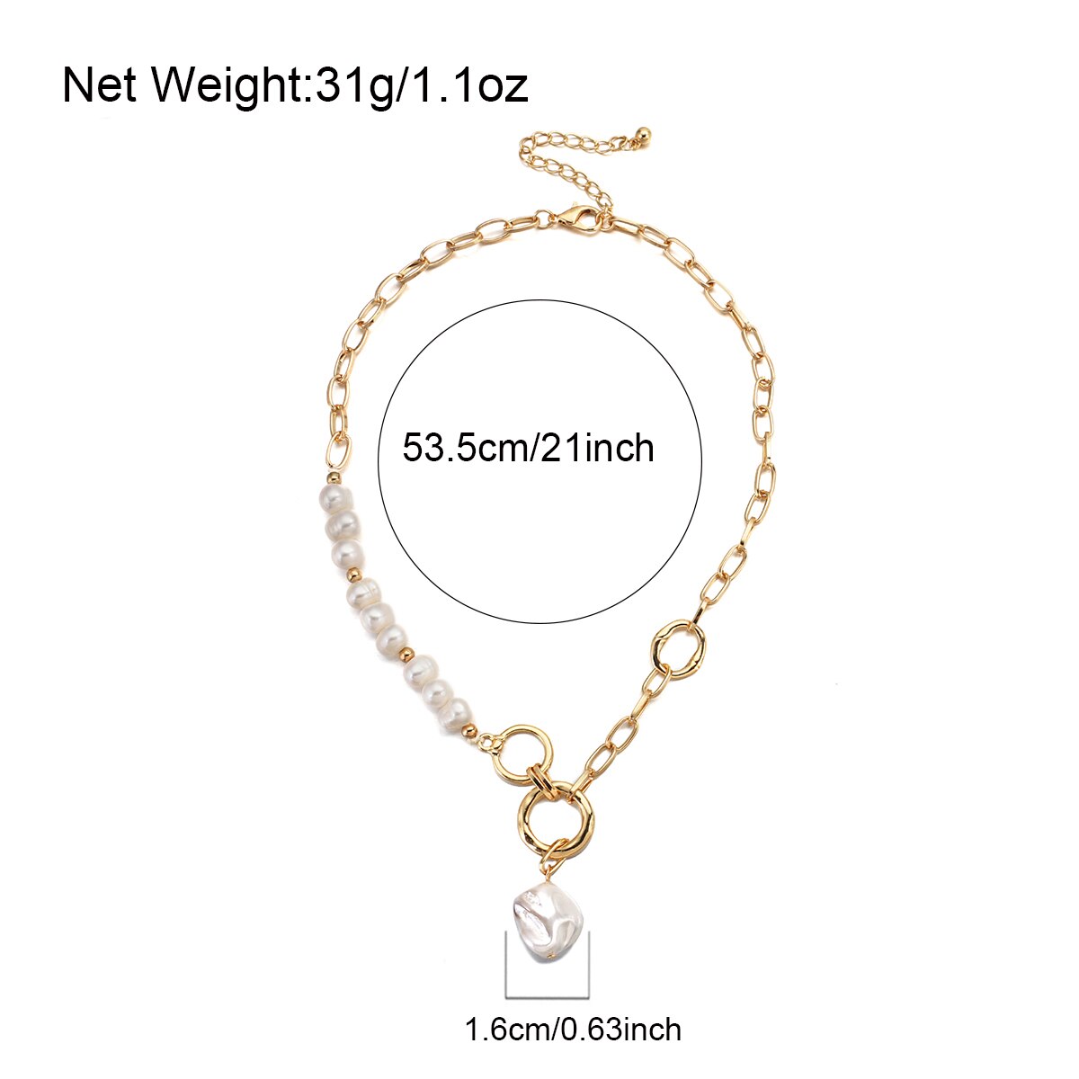 sengpan Vintage Baroque Irregular Pearl Long Chains Lock Necklace Fashion Geometric Pendant Necklaces for Women Punk Jewelry