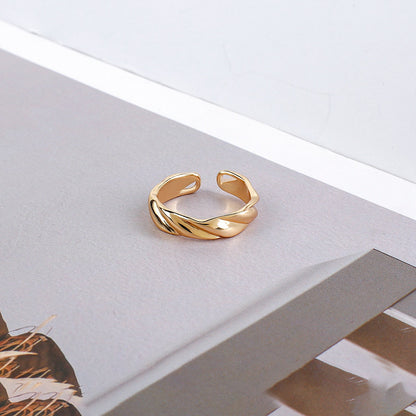 sengpan New Korean Geometric Simple Adjustment Gold Color Shining Opening Metal Minimalist Chunky Rings Women Gifts