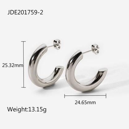 sengpan Basic 25mm CC Hoop Earrings Stainless Steel 14k Gold Jewelry Thick Chunky Earrings For Women Tarnish Free Hypoallergenic