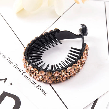 sengpan New Women Elegant Luxury Rhinestone Tassel Ponytail Hair Claws Lady Sweet Meatball Hair Clips Headband Fashion Hair Accessories