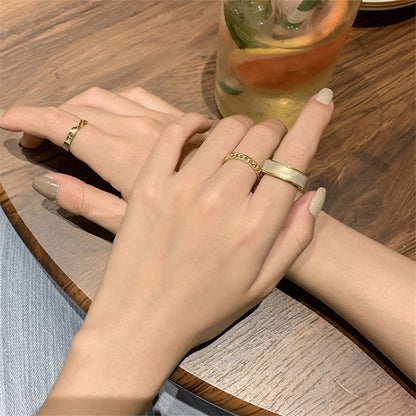 sengpan Retro Simple Gold Color Metal Beaded Rings Set Simple Irregular Opening Adjustable Hollow Finger Rings for Women Gifts