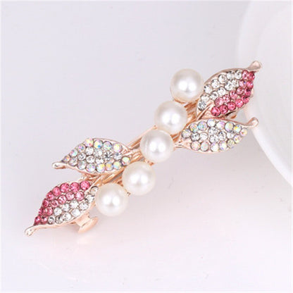 sengpan Barrette For Women Girl Rhinestone Crystal Pearl Big Hair Clip Hairpin Flower Floral Leaf Head Accessories Wholesale