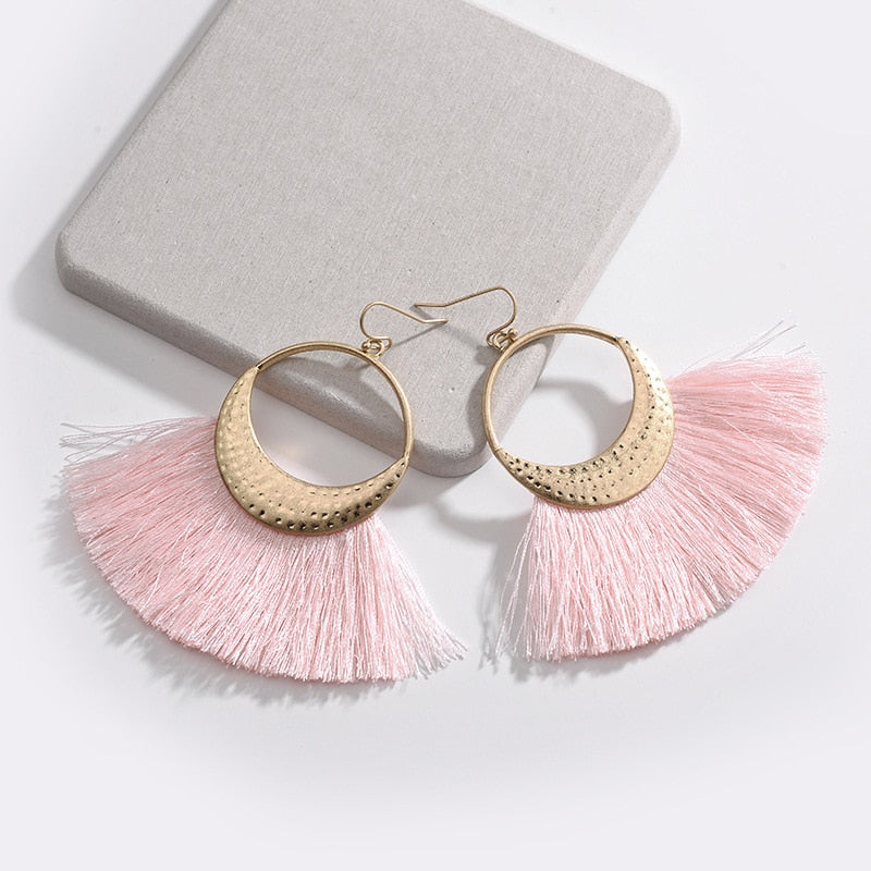 sengpan All kinds of tassel Earrings for women Triangle Sector Flower Multilayer spike fringed Earrings