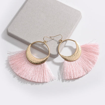 sengpan All kinds of tassel Earrings for women Triangle Sector Flower Multilayer spike fringed Earrings