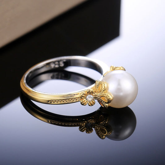 sengpan jewelry gifts for women hot sale New Big Imitation Pearl Ring Costume Jewelry for Women Statement Jewelry Elegant Anniversary Wedding Ring Bijoux Femme Anillos