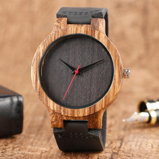 sengpan father's day gifts Unisex Top Gift Dial Natural Bamboo Wood Watch Men Women Genuine Leather Wooden Clock Male Reloj Mujer Relogio Feminino