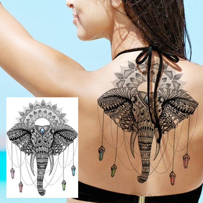 sengpan western jewelry for women Black Henna Lace Temporary Tattoos Sticker For WOmen Butterfly Moth Mehndi Flower Fake Tatoo Sticker Feather Flora Tatoo