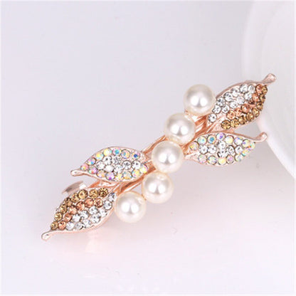 sengpan Barrette For Women Girl Rhinestone Crystal Pearl Big Hair Clip Hairpin Flower Floral Leaf Head Accessories Wholesale