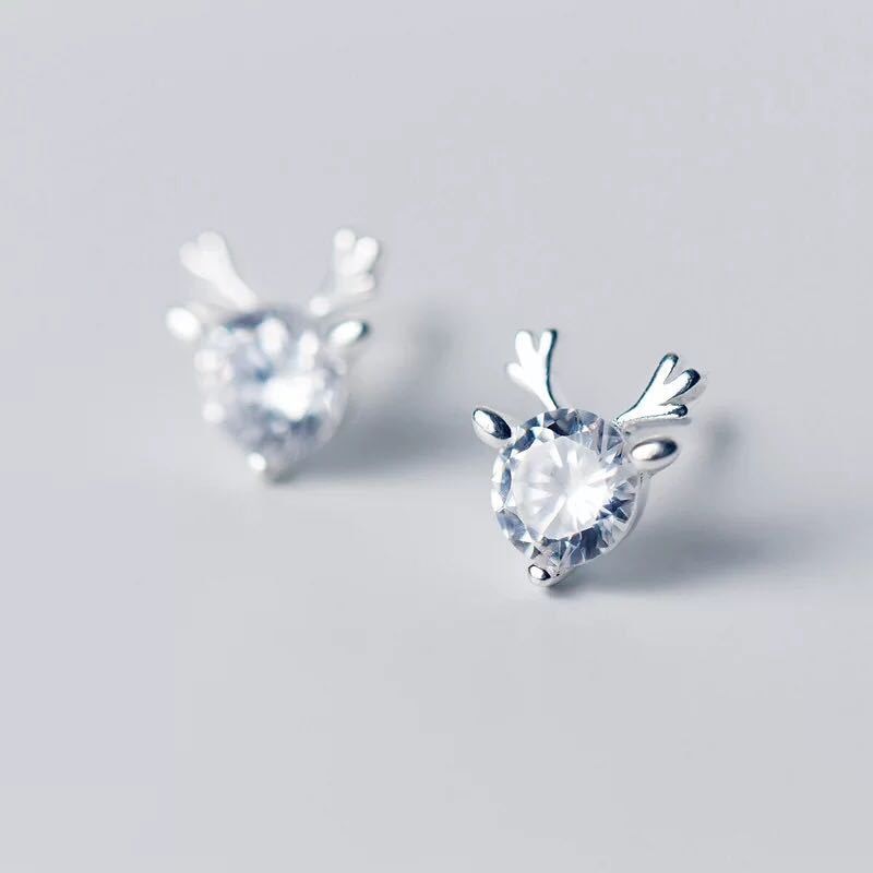 sengpan New Creative Christmas Ornament Stylish Christmas Elk Crystal Deer Stud Earrings Women Fashion Jewelry Gift