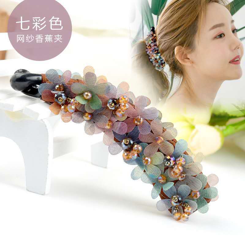 sengpan Banana Hair Clip Claw for Women Girl Camellia Flower Floral Pearl Hairpin Korean Handmade Fashion Accessories Mujer Wholesale