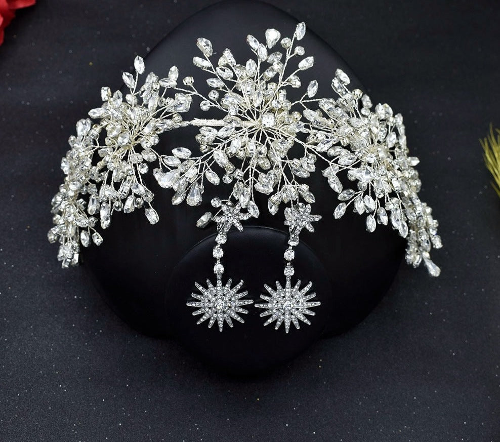 sengpan A335 Handmade Wedding Headband Silver Rhinestone Headpiece Baroque Bridal Headwear Crystal Wedding Hair Accessories Bride Crown