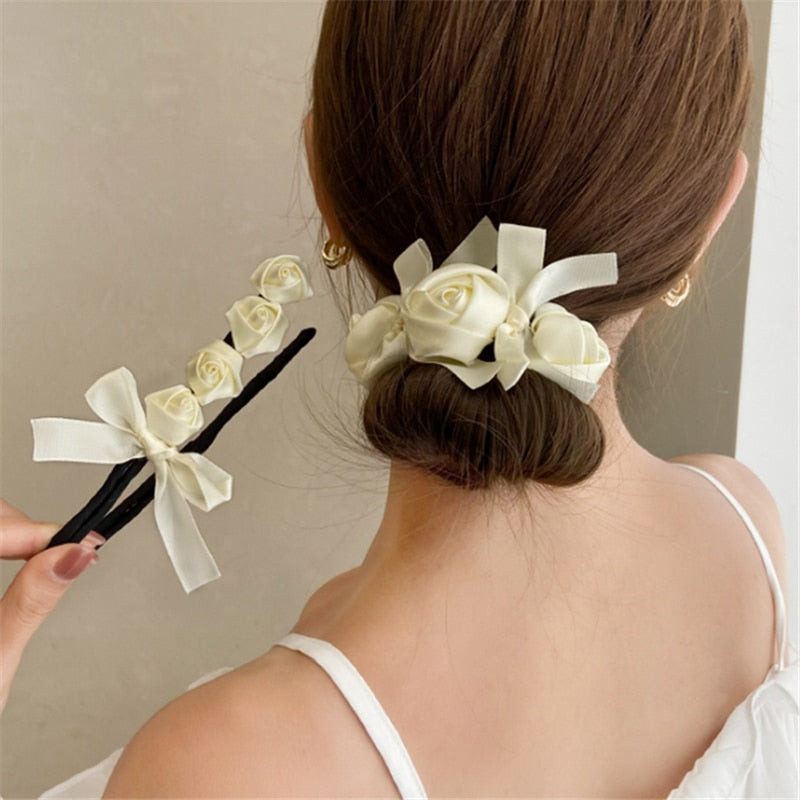 sengpan Romantic Retro White Transparent Acrylic Cloth Flower Hair Claw Irregular Smooth Geometric Hairpin for Women Accessories