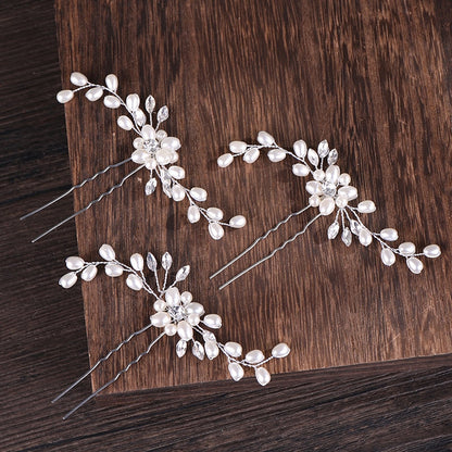 Lkblock AiliBride 2 pcs Wedding Pearl Hair pins Hair Accessories Women Bridal Headpiece Handmade Hair Jewelry