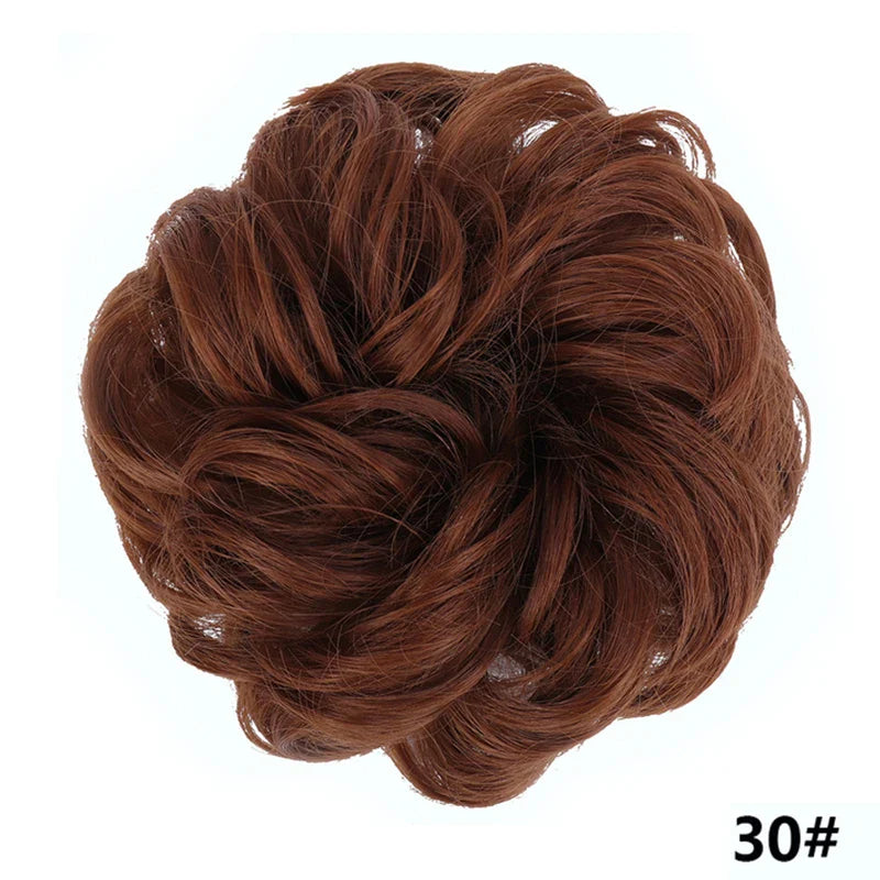 sengpan Synthetic Elastic Hair Scrunchie Chignon Donut Roller Bun Wig Curly Clip in Hair Ponytails Extensions Many colors