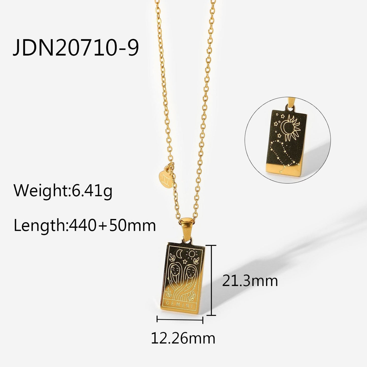 sengpan Women Jewelry 12 Constellations Necklace Stainless Steel Scorpio Leo Virgo Libra Aquarius Taurus Gold Square Pendant Necklaces