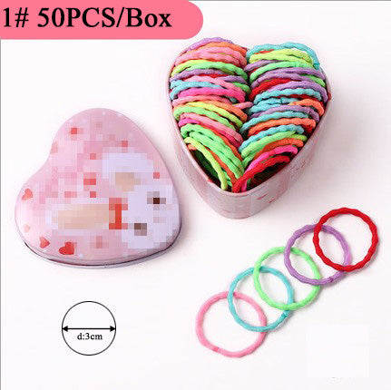 sengpan gifts for girls 50PCS/Box Mix 3CM Children's rubber band does not hurt hair girl hair ring female black baby Hairbead Hair tie girl  Korean cute