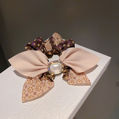 sengpan Women Girl Hair Ties Elastic Bands Camellia Plaid Flower Floral Pearl Bow Knot Scrunchies Korean Head Accessories Wholesale