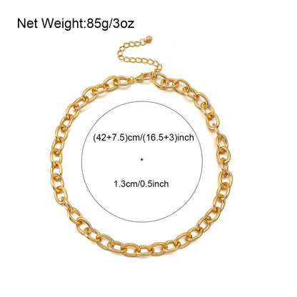 sengpan Punk Thick Chain Gold Silver Color Necklace for Women Fashion Hip Hop Exaggerated Big Chunky Collar Necklaces Jewelry