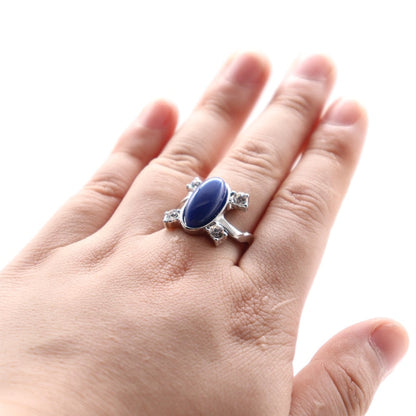 sengpan Elena Gilbert Daylight Rings Vintage Crystal Ring With Blue Lapis Fashion Movies Jewelry Cosplay